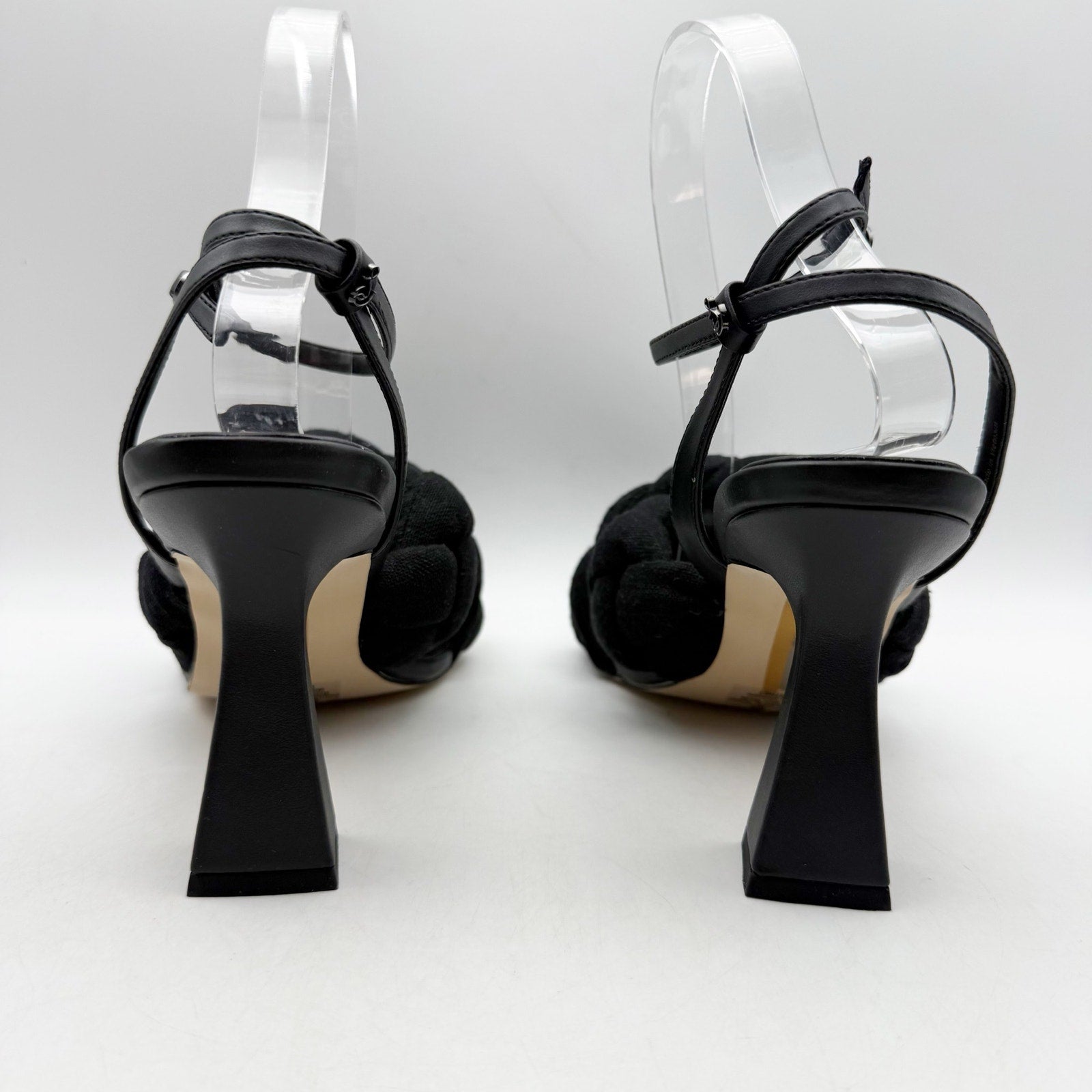 Sam Edelman Womens Courtney Heeled Sandals Size 8.5 Black Linen Braided NWOB