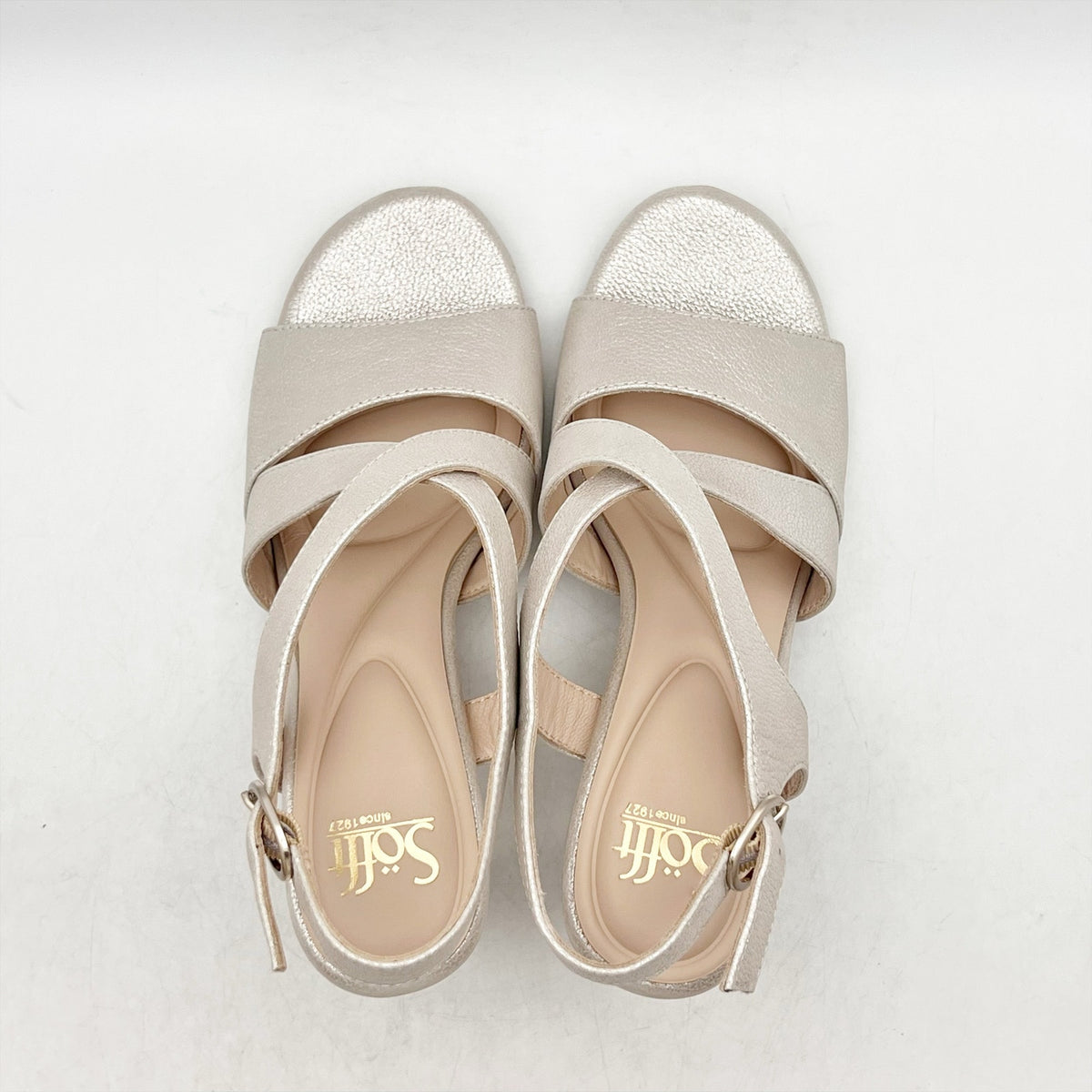 SOFFT Womens Jolene Heeled Sandals Size 7.5 EU 38.5 Champagne Leather NIB