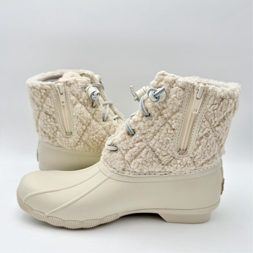 Sperry Womens Saltwater Ankle Booties US 7 EU 37.5 White Sherpa NIB