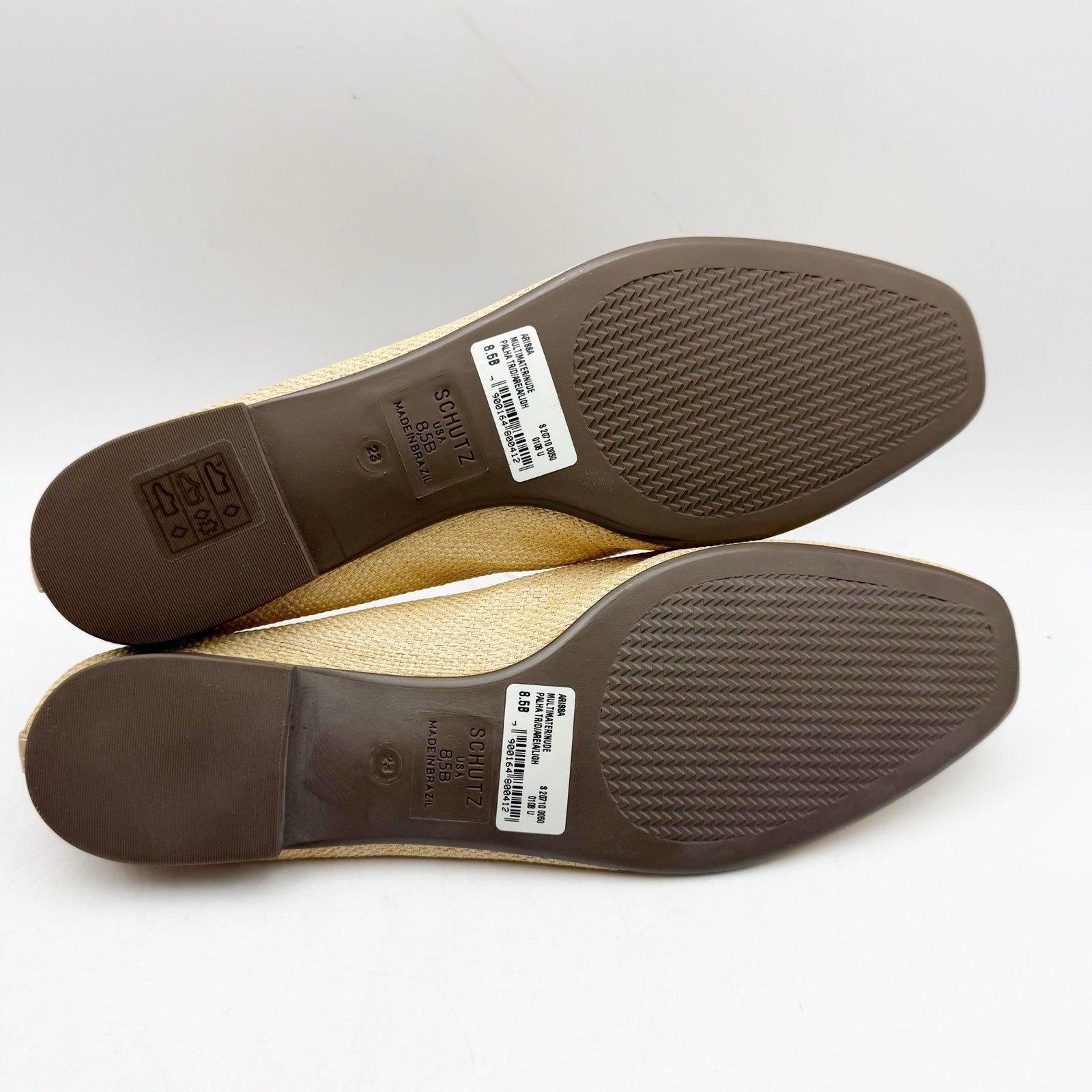 Schutz Womens Arissa Straw Ballet Flats US 8.5 Beige Woven Bow NWOB