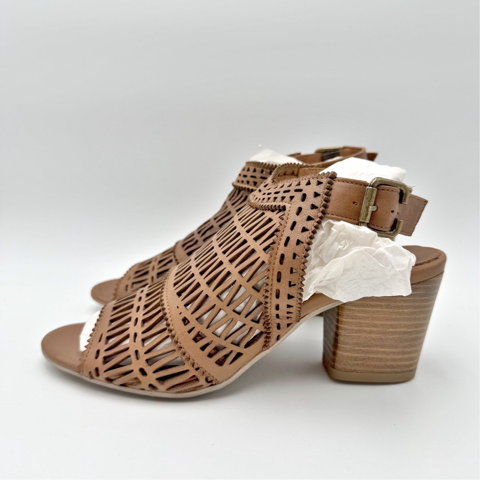 Bueno Womens Candice Heeled Sandals EU 39 US 9 Brown Leather NIB