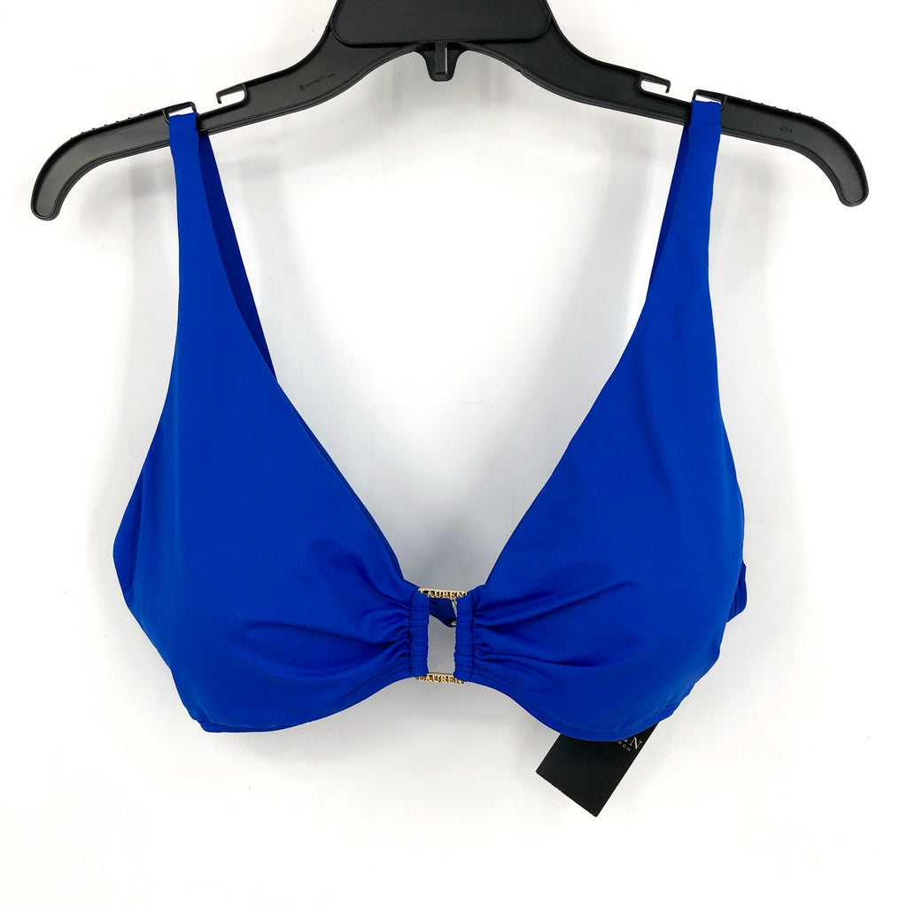 LAUREN RALPH LAUREN Women's Bikini Top Size 14 Royal Blue Beach Club Solids NWT