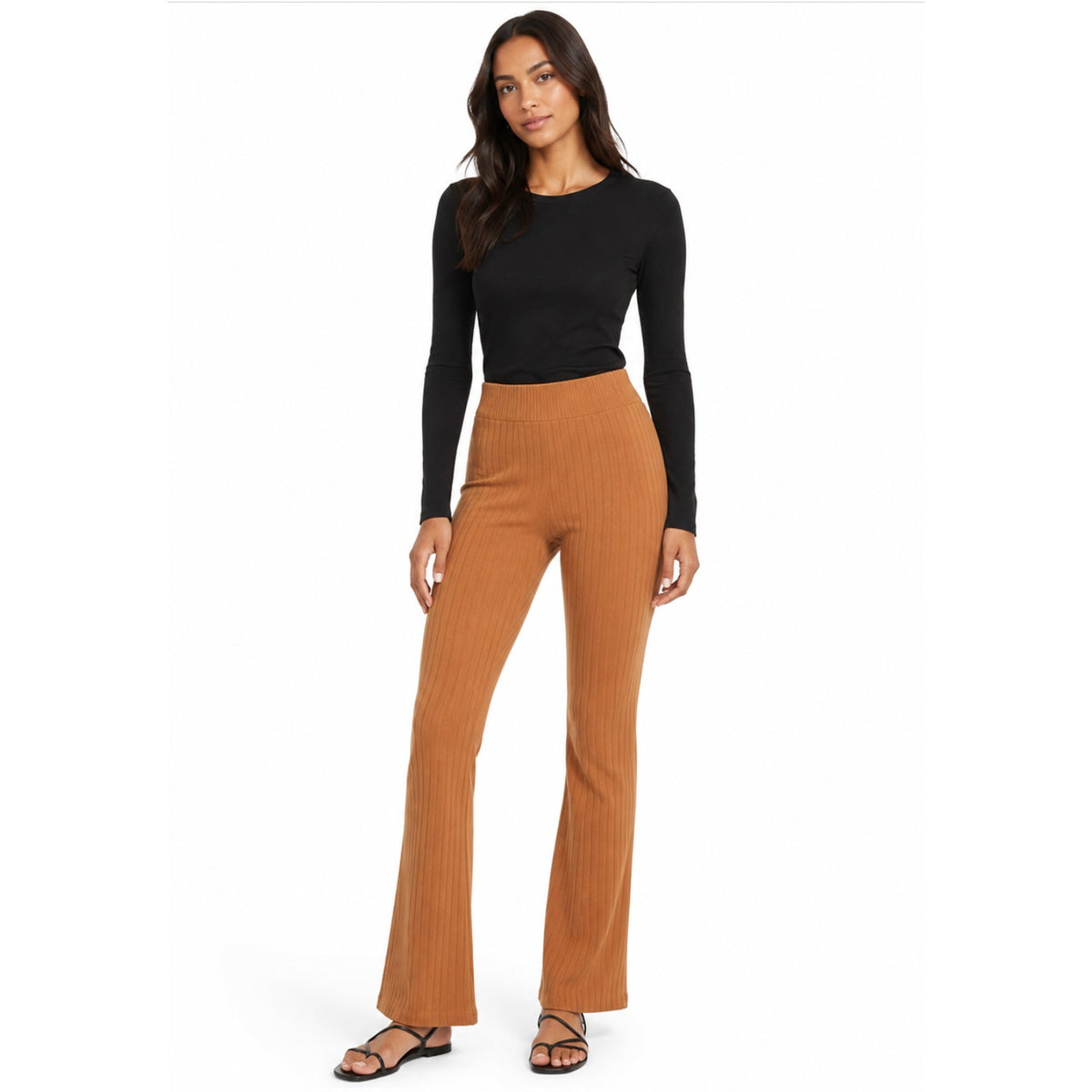 BP. Women's Casual Straight Leg Ribbed Knit Pants Small Brown Copper Stretch NWT