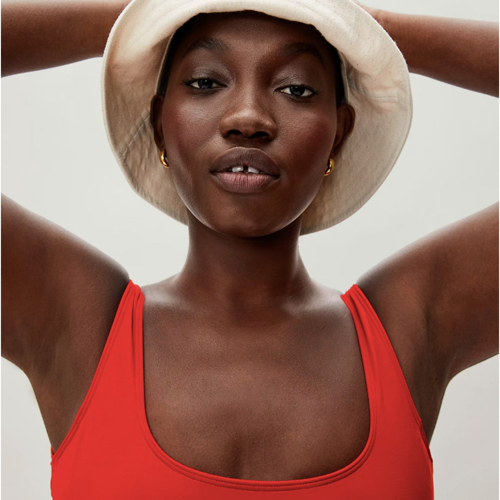 Everlane Womens One Piece Swimsuit XXS Red Square-Neck Low Back NWT