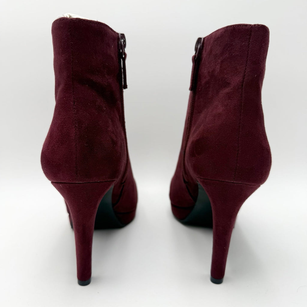 Violet & Red Womens Shelby Platform Ankle Booties SIZE 7.5 Maroon Red NWOB