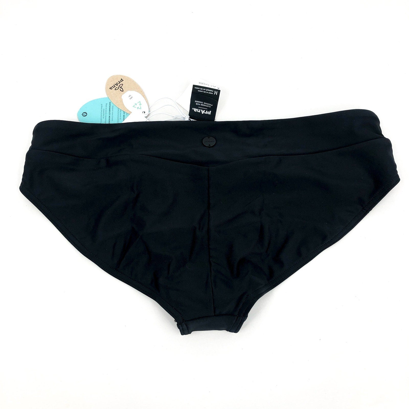 PRANA Women's Presolana Bikini Bottoms Small Black Hipster Swim NWT