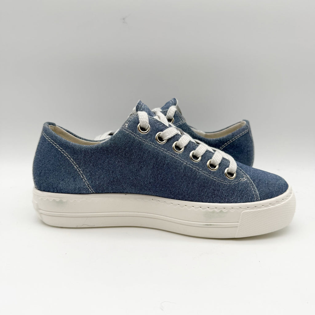 Paul Green Womens Skylar Sneakers UK 3.5 US 6 Blue Denim Canvas NWOB