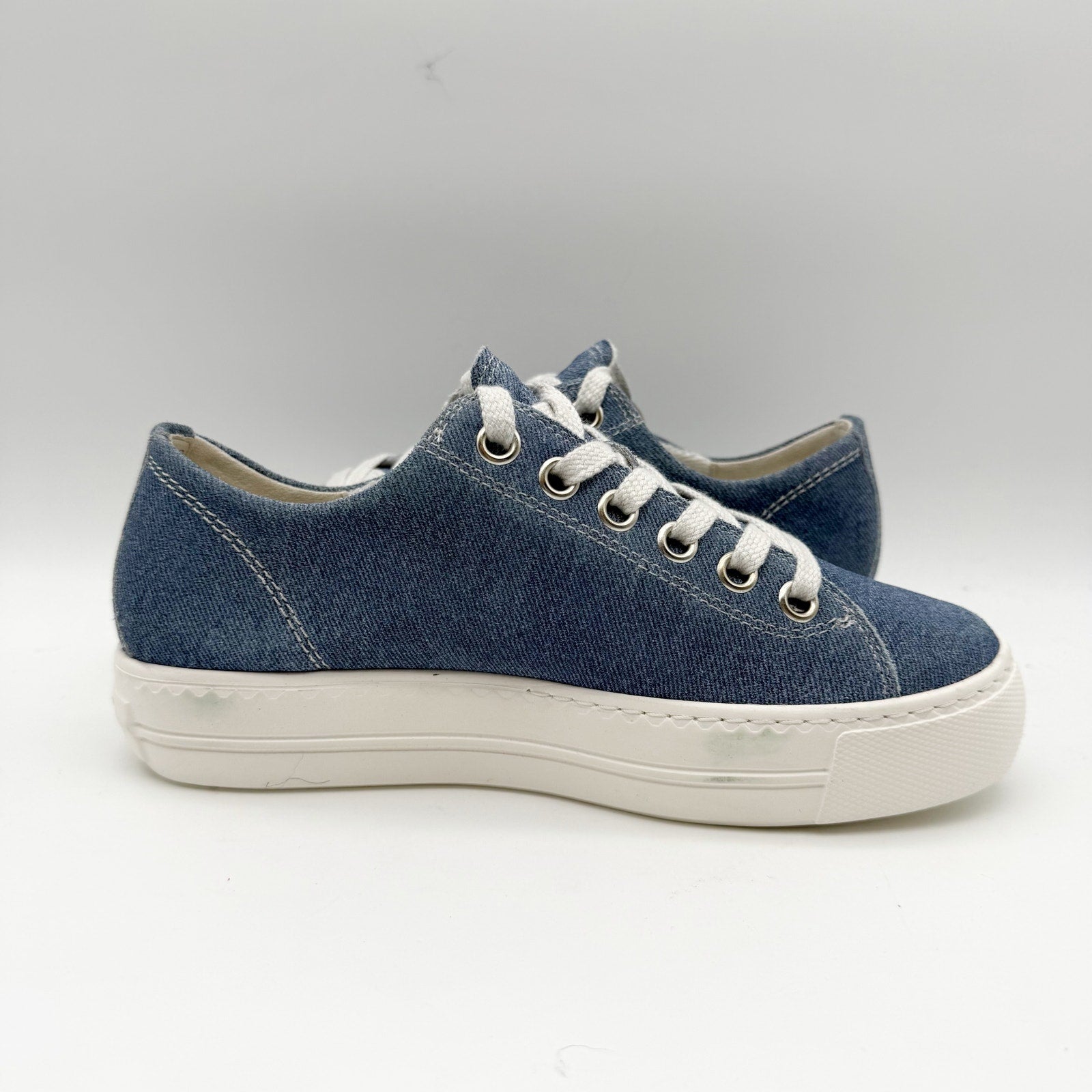 Paul Green Womens Skylar Sneakers UK 3.5 US 6 Blue Denim Canvas NWOB