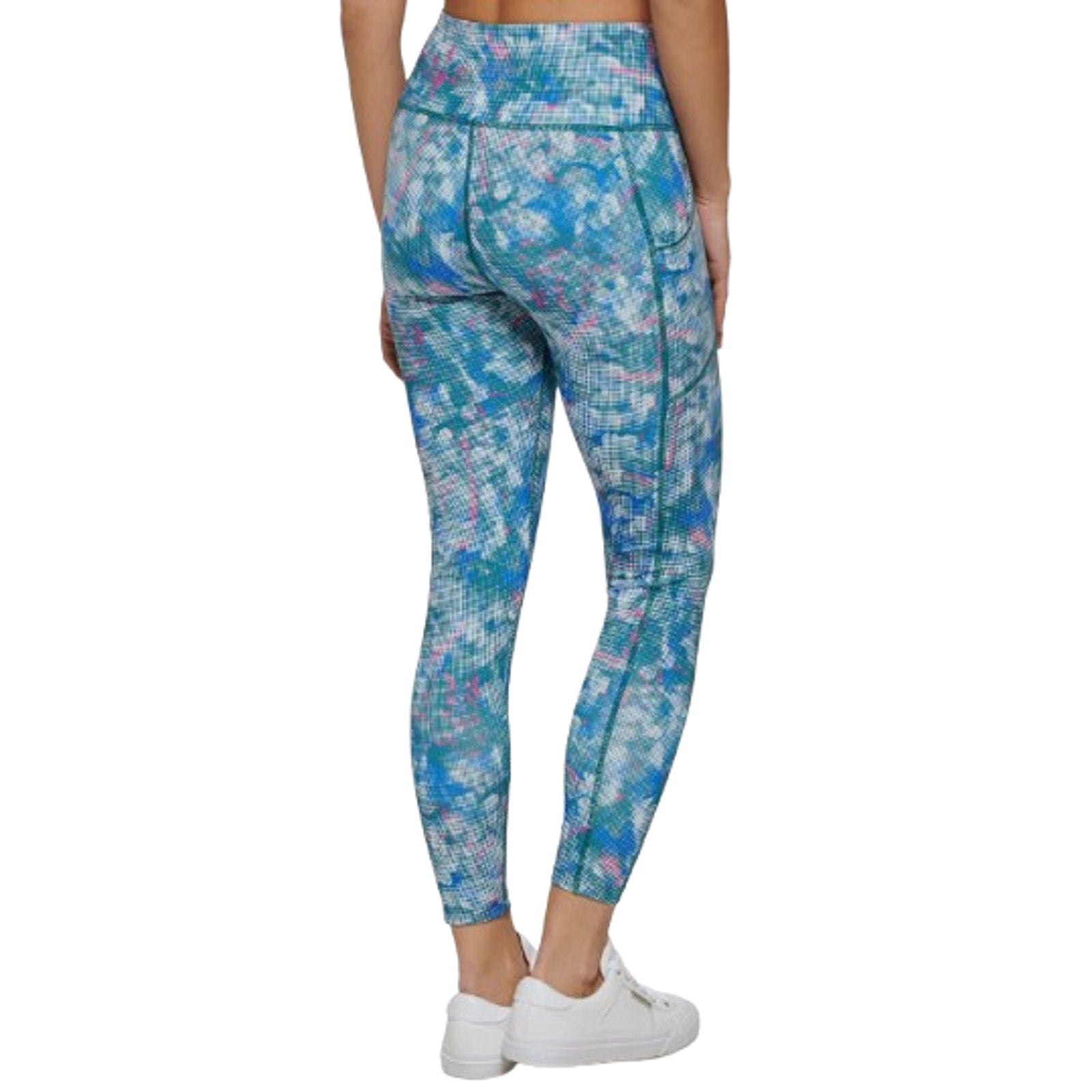 CALVIN KLEIN PERFORMANCE 7/8 Leggings Large Blue Pink Geometric Print NWT