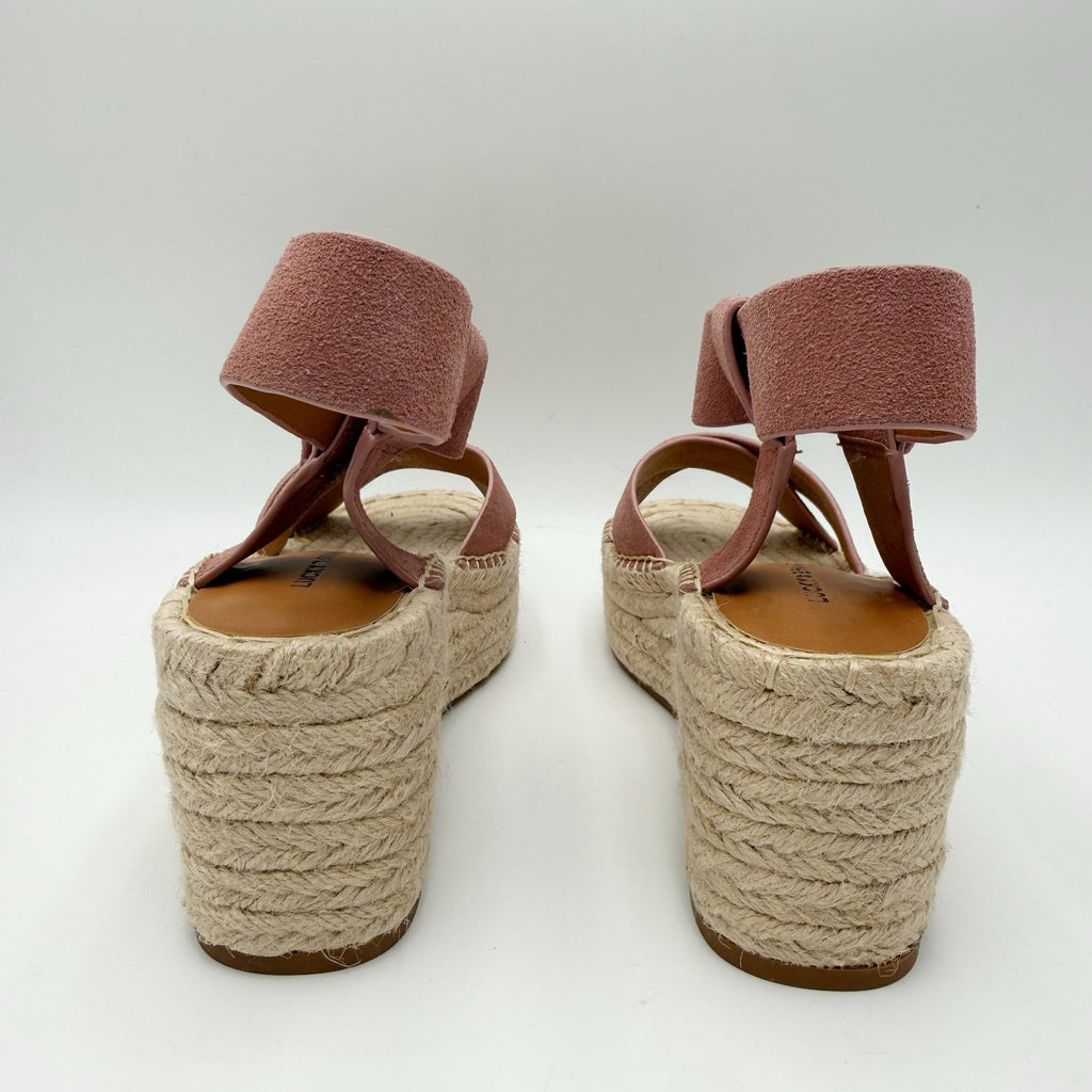 Lucky Brand Womens Audrinah Wedge Sandals Size 8.5 M Pink Taupe Suede NWOB