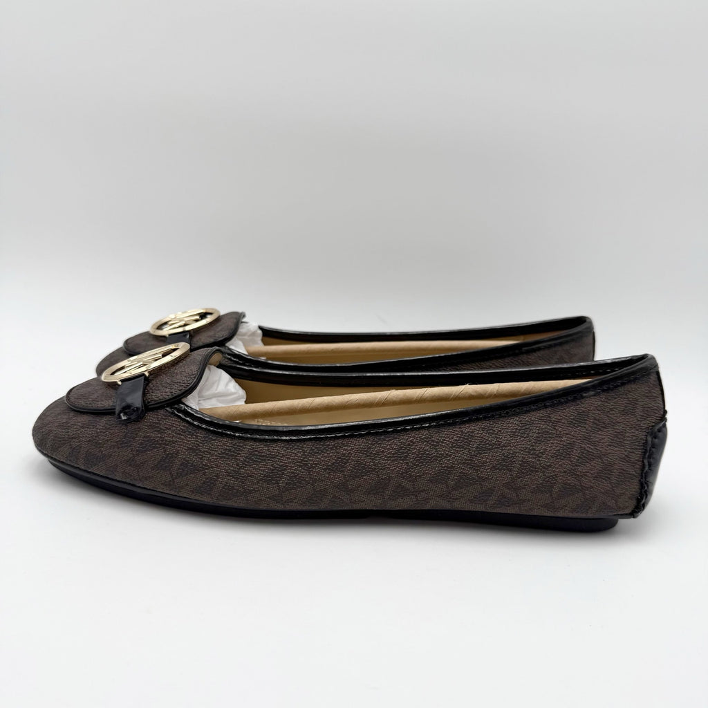 Michael Kors Womens Lillie Moc Flats US 9 Brown MK Logo NIB
