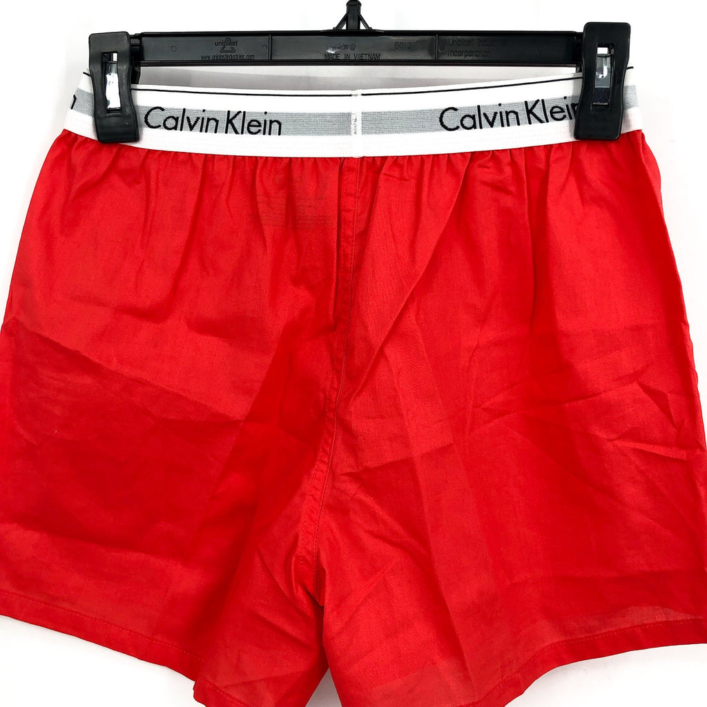 CALVIN KLEIN Womens Modern Sleep V Day Boxer Shorts XS Orange Cotton NWT