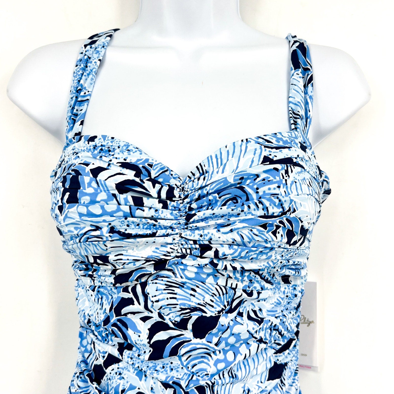 LILLY PULITZER Solaria One-Piece Swimsuit Size 12 Blue Coastal Constellation NWT