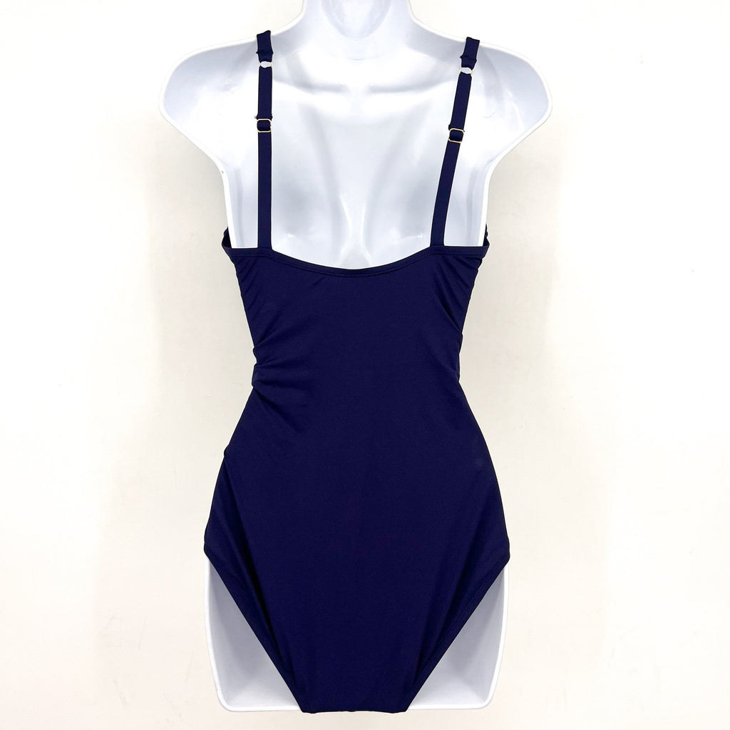 Tommy Bahama Womens Pearl One-Piece Swimsuit Size 10 Navy Blue Cross Front NWT