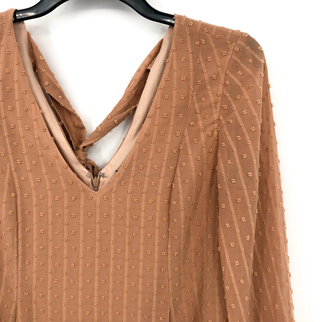 I.N.C. INTERNATIONAL CONCEPTS Chiffon Shift Dress Small Tan Back Tie NWT