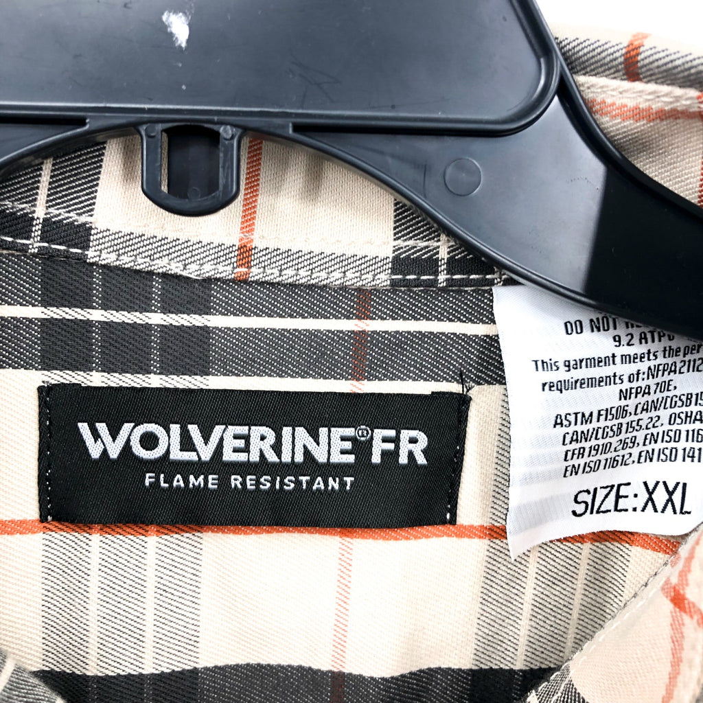 Wolverine Mens FR Twill Shirt XXL Cream Black Plaid Long Sleeve NWT