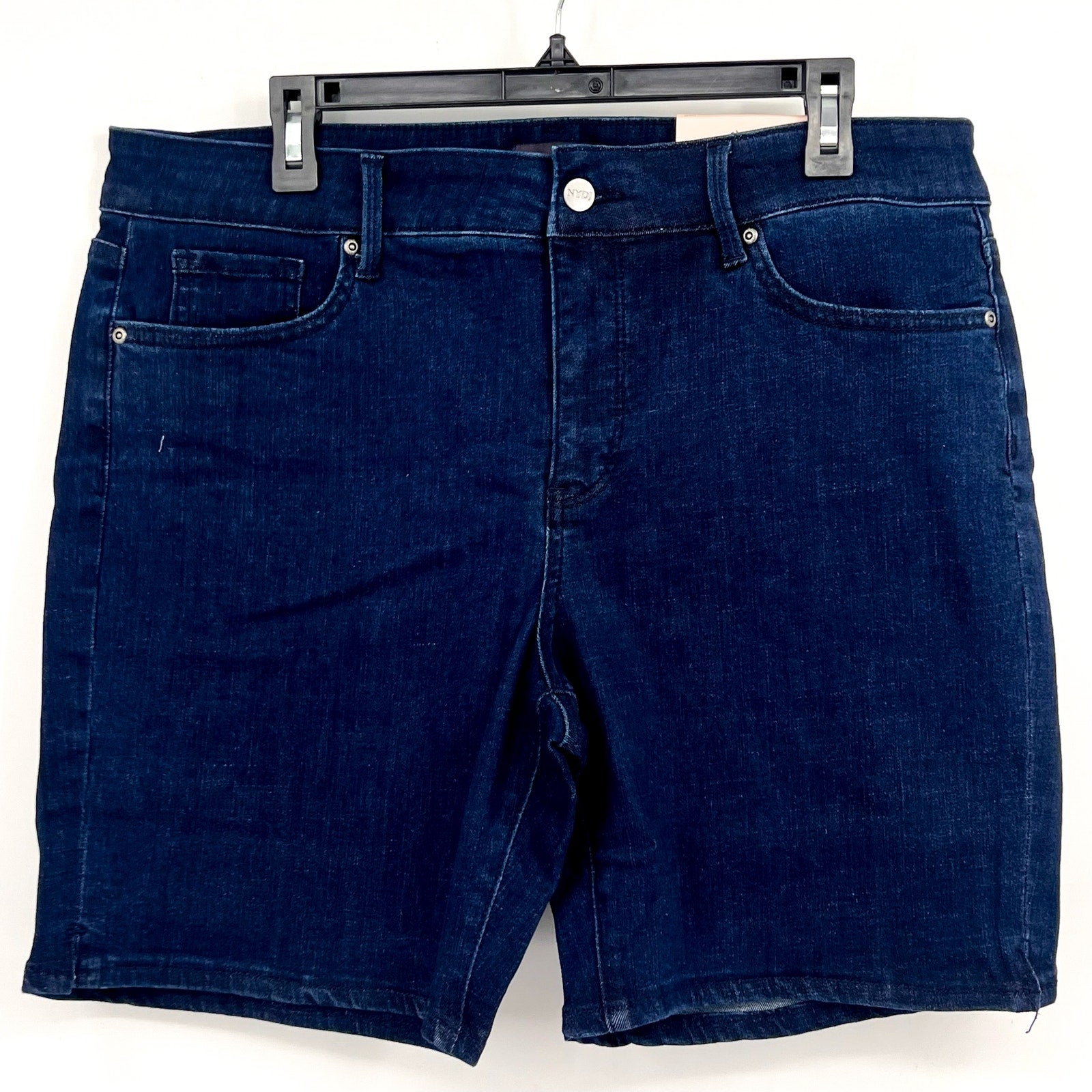 NYDJ Womens Ella Denim Shorts Size 16 PETITE Dark Blue Arise 8" Inseam NWT