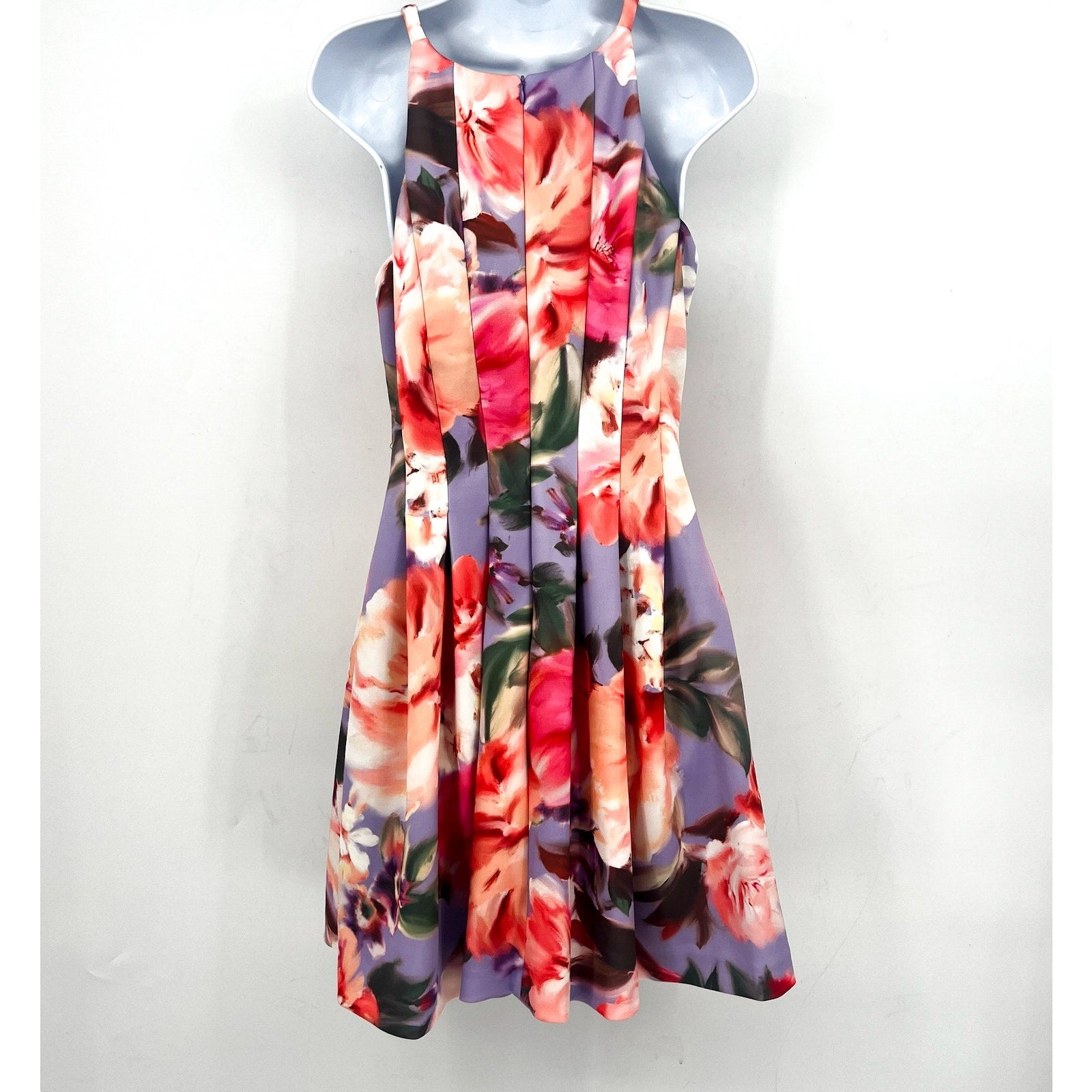 VINCE CAMUTO Women's Scuba Fit & Flare Dress Size 8 Purple Floral Printed NWT
