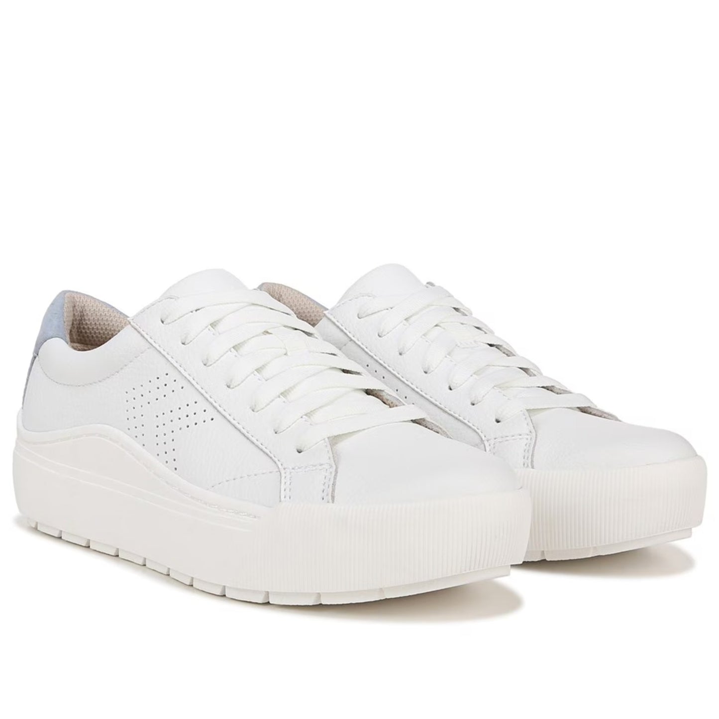 Dr. Scholls Womens Take it Easy Platform Sneaker Size 8.5 White Blue Leather NIB