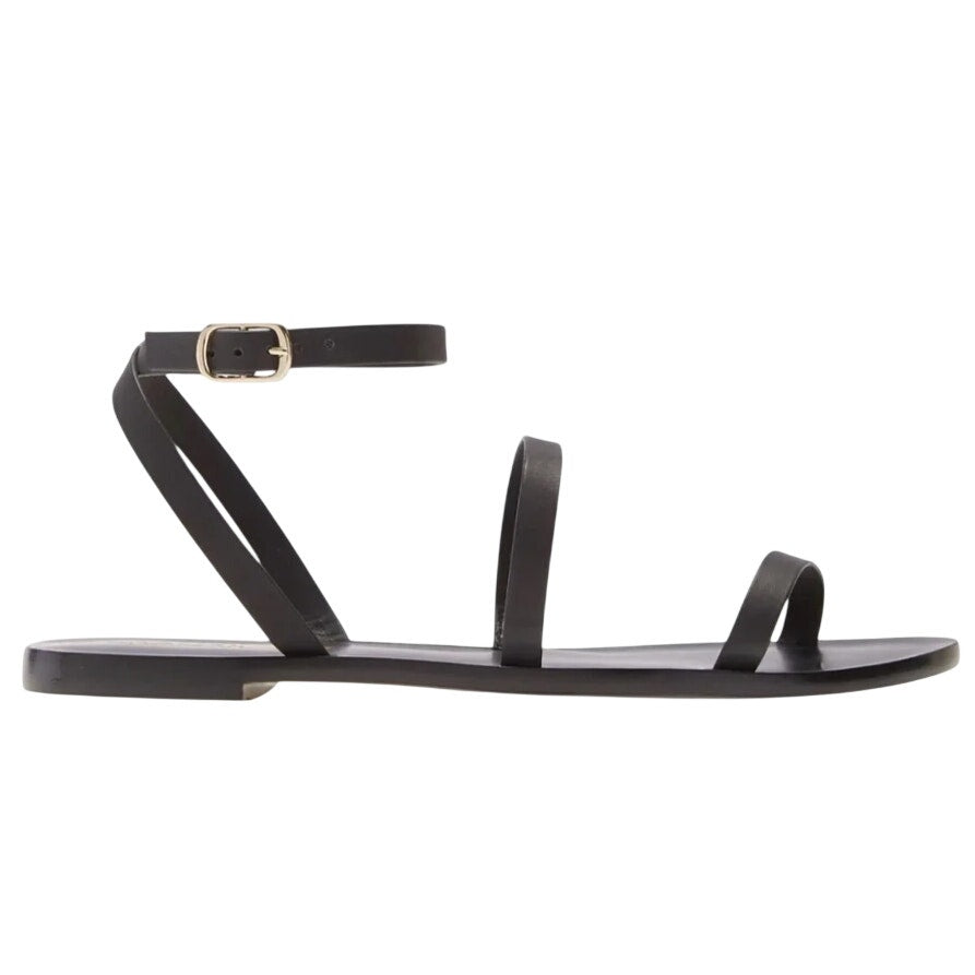 KAANAS Womens Vitoria Gladiator Flat Sandals Size 8 M Black NIB