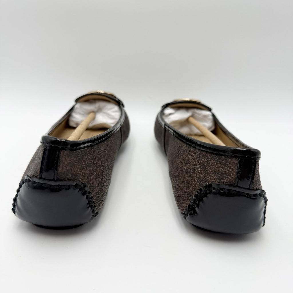Michael Kors Womens Lillie Moc Flats US 9.5 Brown MK Logo NIB