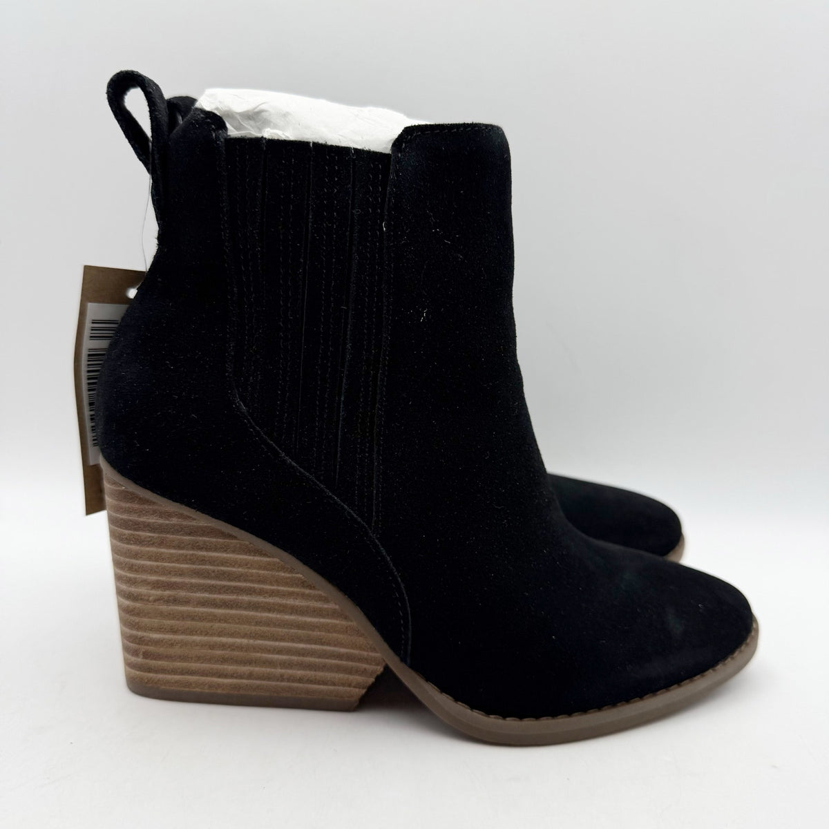 Toms Womens Noa Ankle Boots Size 5 EU 35.5 Black Suede Pull On NIB