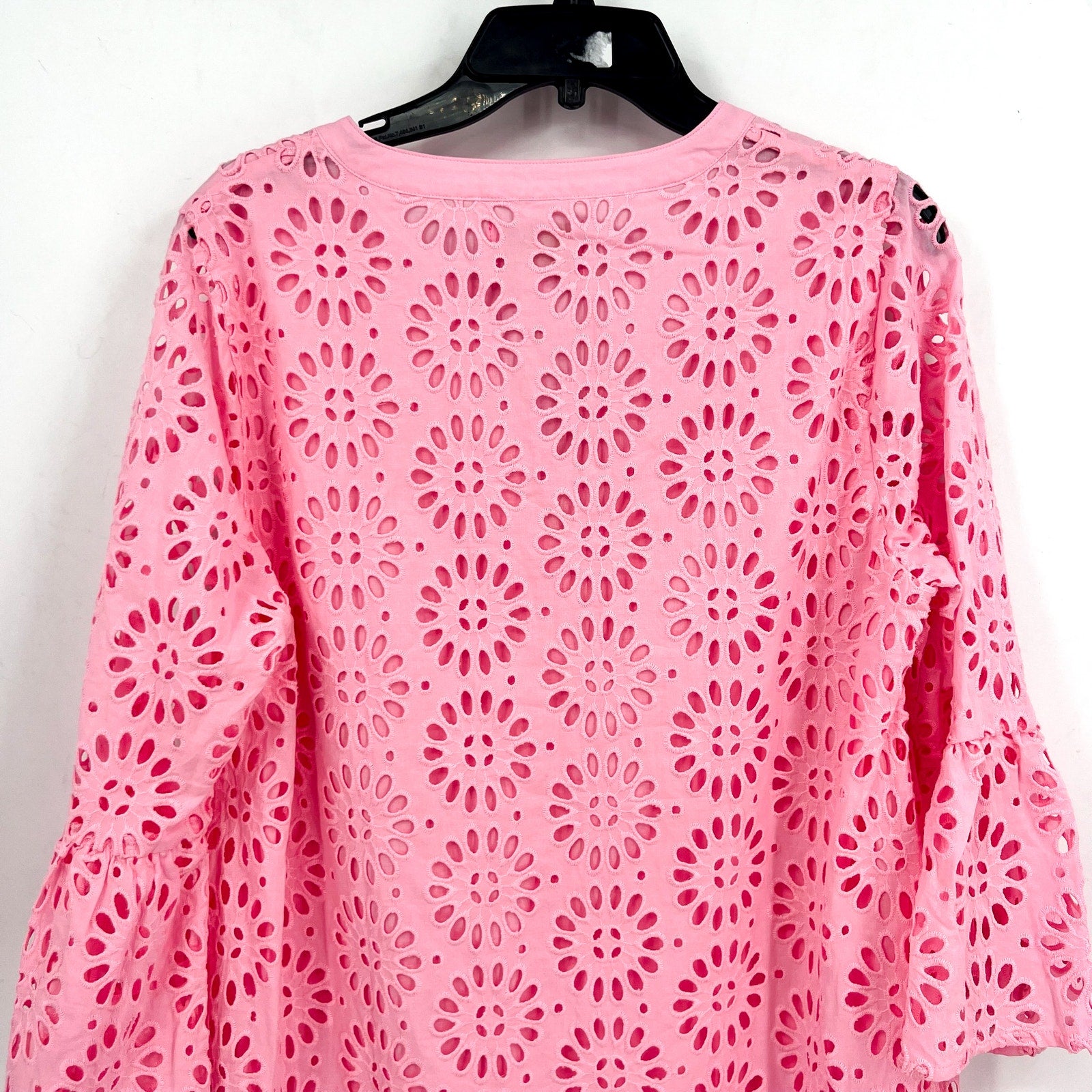 LILLY PULITZER Womens Bekah Eyelet Mini Dress Large Pink Peony Ruffle Hem NWOT