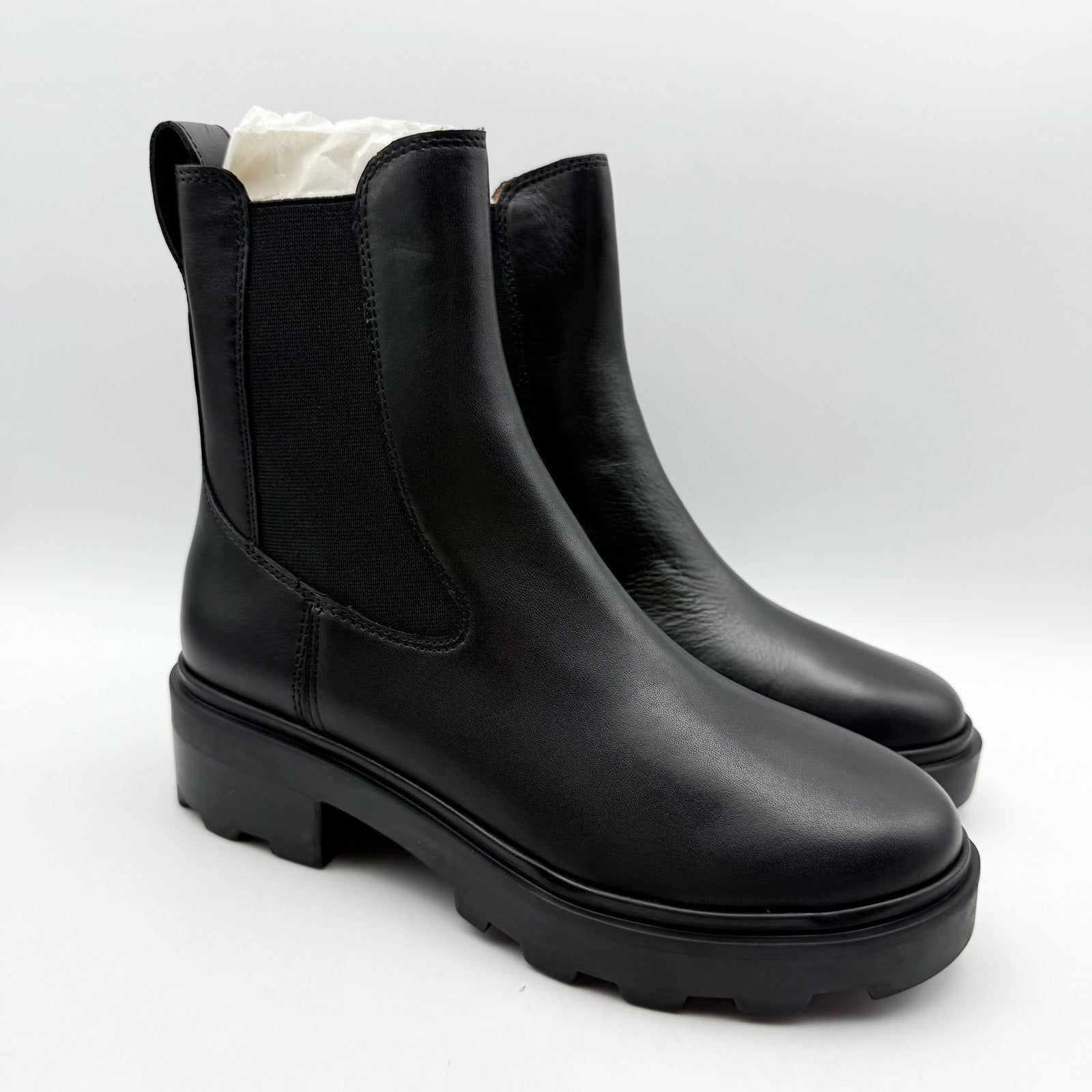Madewell Womens The Bradley Chelsea Lugsole Boots US 5.5 Black Leather NWOB