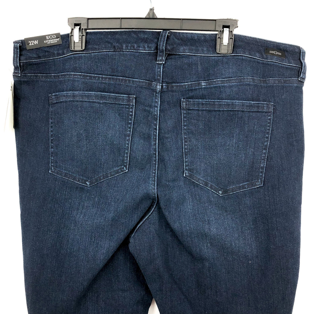 Liverpool Womens Hannah Crop Flare Jeans Size 22W Dark Blue Walcott Raw Hem NWT