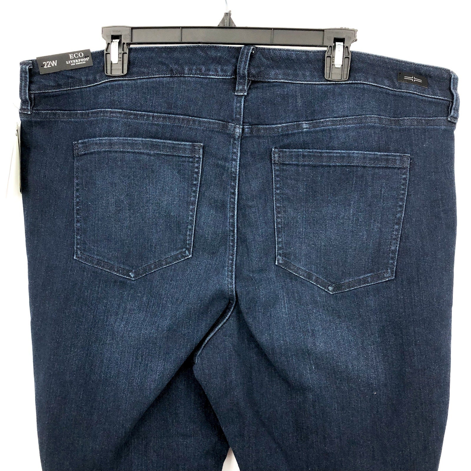 Liverpool Womens Hannah Crop Flare Jeans Size 22W Dark Blue Walcott Raw Hem NWT