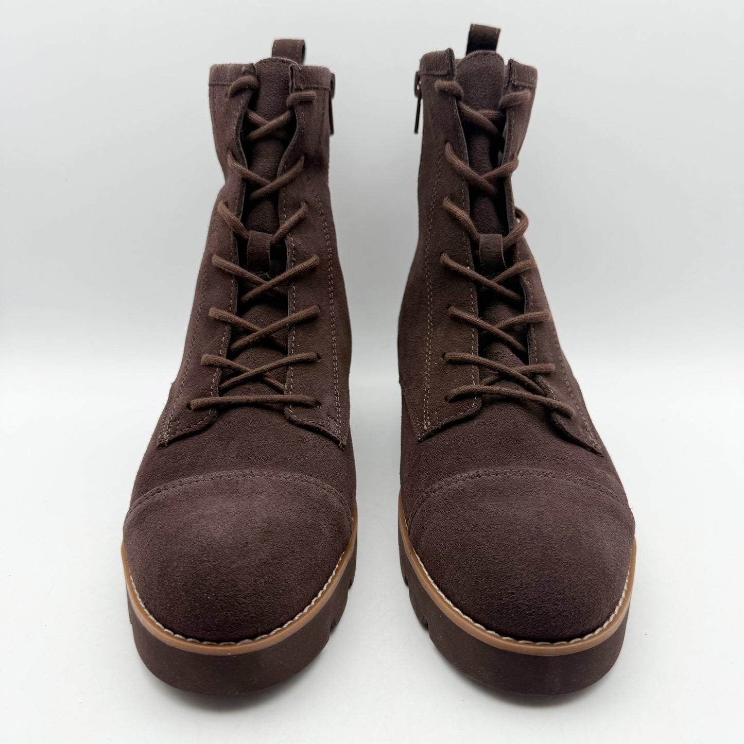 VIONIC Womens Lani ll Combat Boot US 8 Wide Brown Suede Water Repellent NWOB