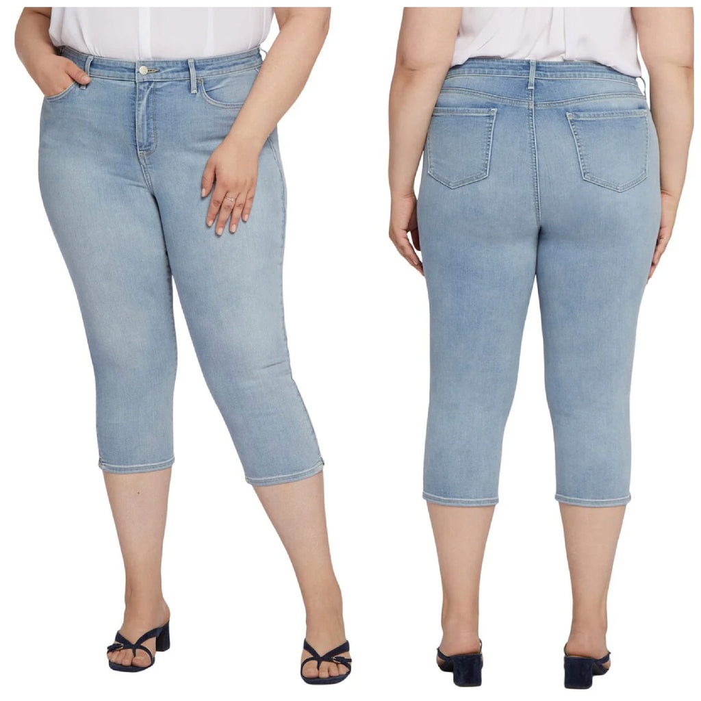 NYDJ Curves 360 Womens Slim Straight Crop Jeans Size 16 Charmed Light Blue NWT
