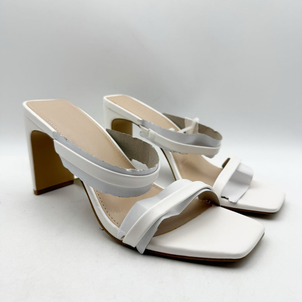 The Drop Womens Avery Heeled Sandals Size 7 White 2-Strap Block Heel NWOB