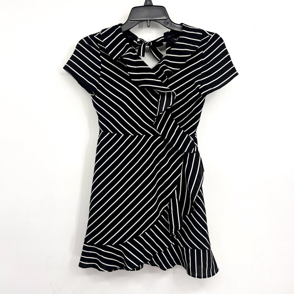 BARDOT JUNIOR Girl's Lola Open Back Dress Size 10 Black White Stripe NWT