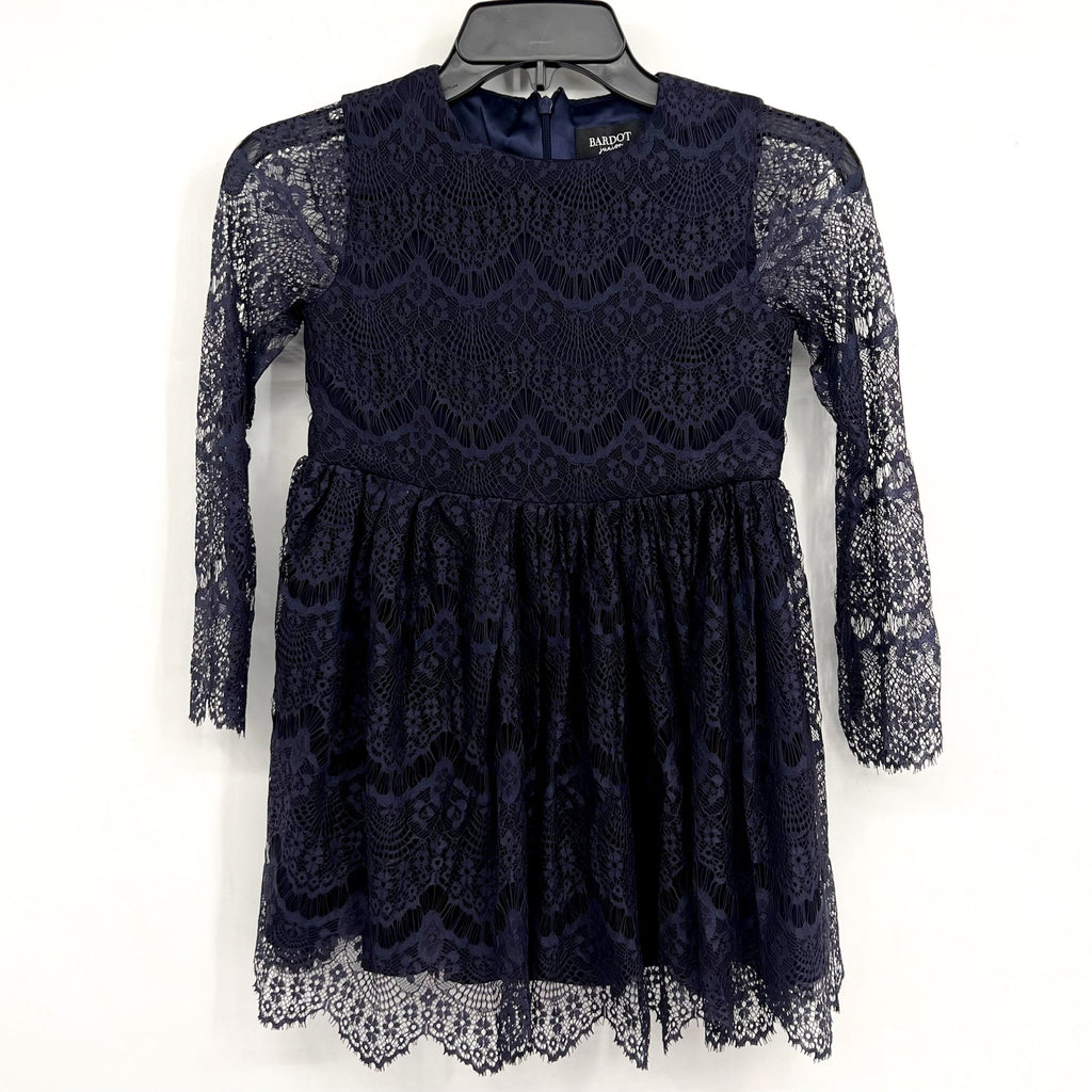 BARDOT JUNIOR Girl Gertrude Lace Dress Size 6X-7 Navy Blue Long Sleeve NWT