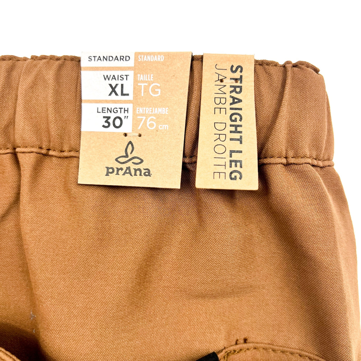 PRANA Men's Stretch Zion Top-Out Pants XL 36-38" Sepia Tan Straight Leg NWT