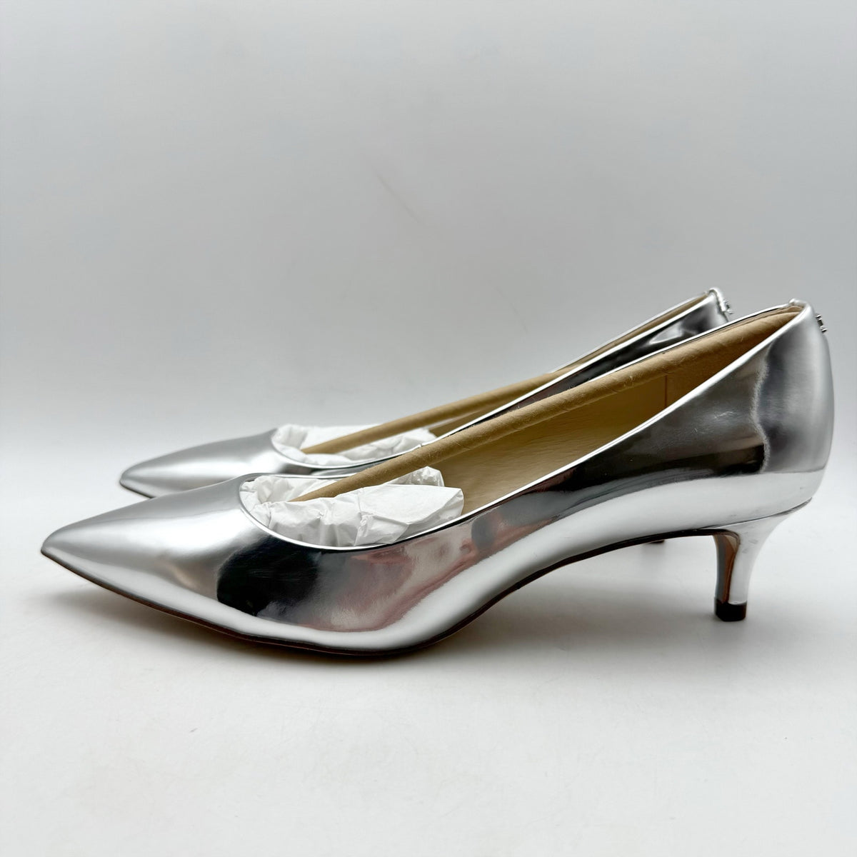 Sam Edelman Womens Dori Pumps Size 8.5 M EU 39 Silver Leather Heels NIB