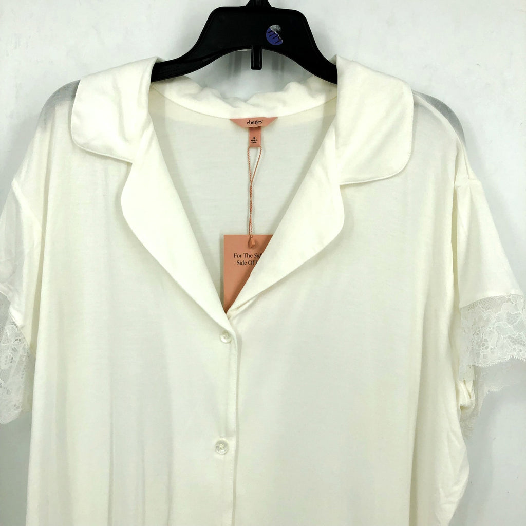 EBERJEY Women's Malou Short Pajamas Set Medium Ivory White Lace NWT