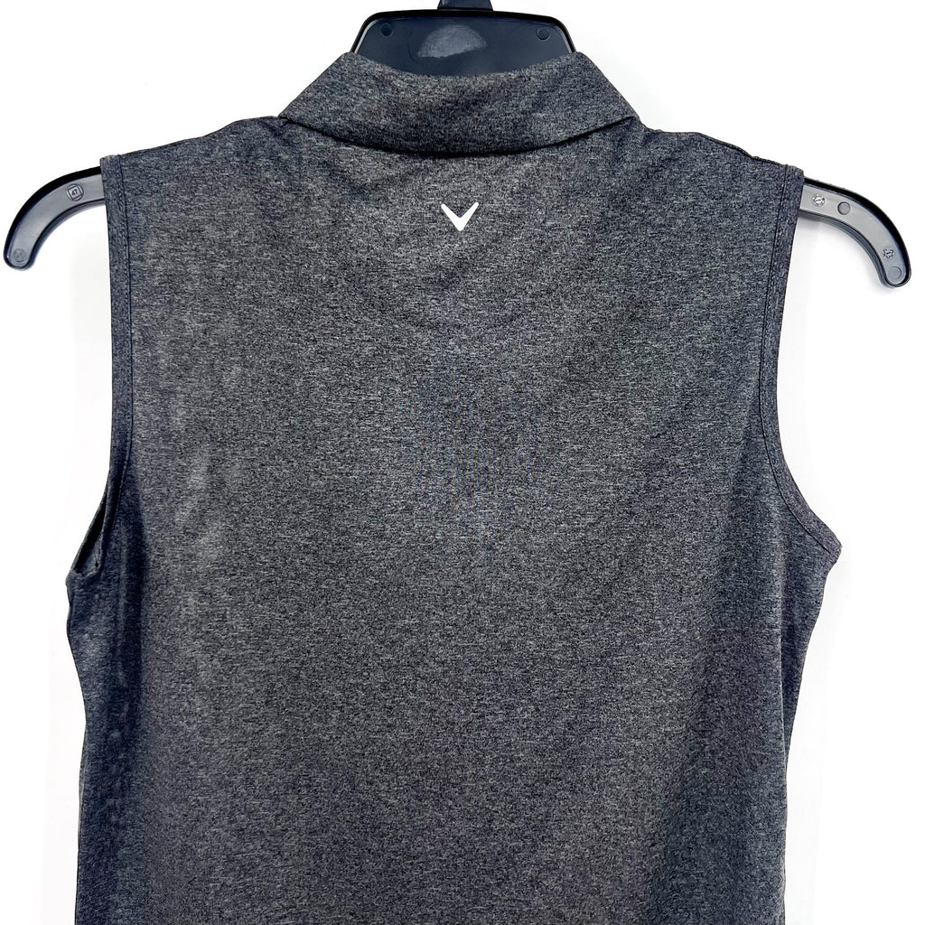 CALLAWAY Women's 1/4 Zip Sleeveless Polo Shirt Small Black Heather Golf NWT