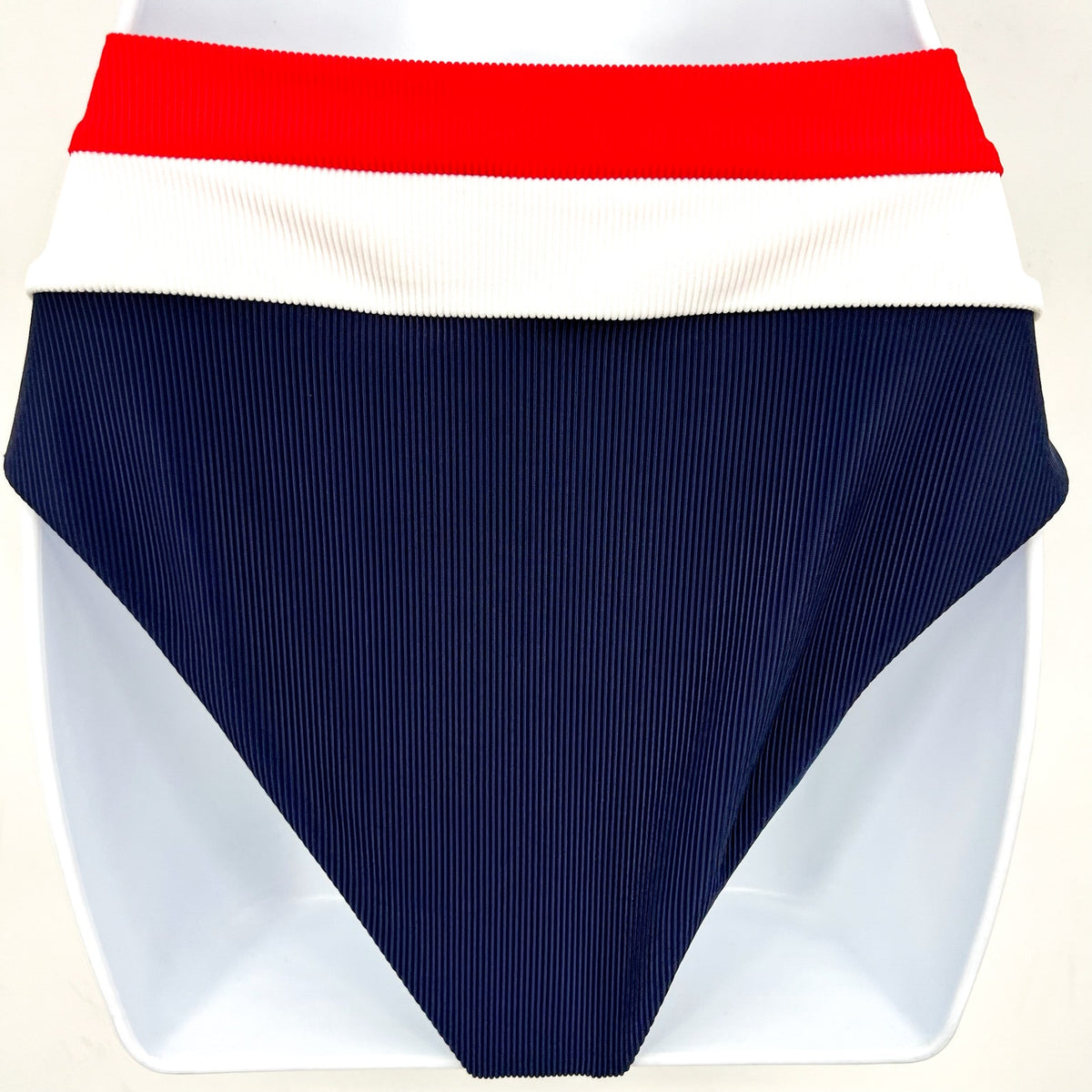 BEACH RIOT Heidi Bikini Bottom Medium Americana Colorblock Blue High Waist NWT