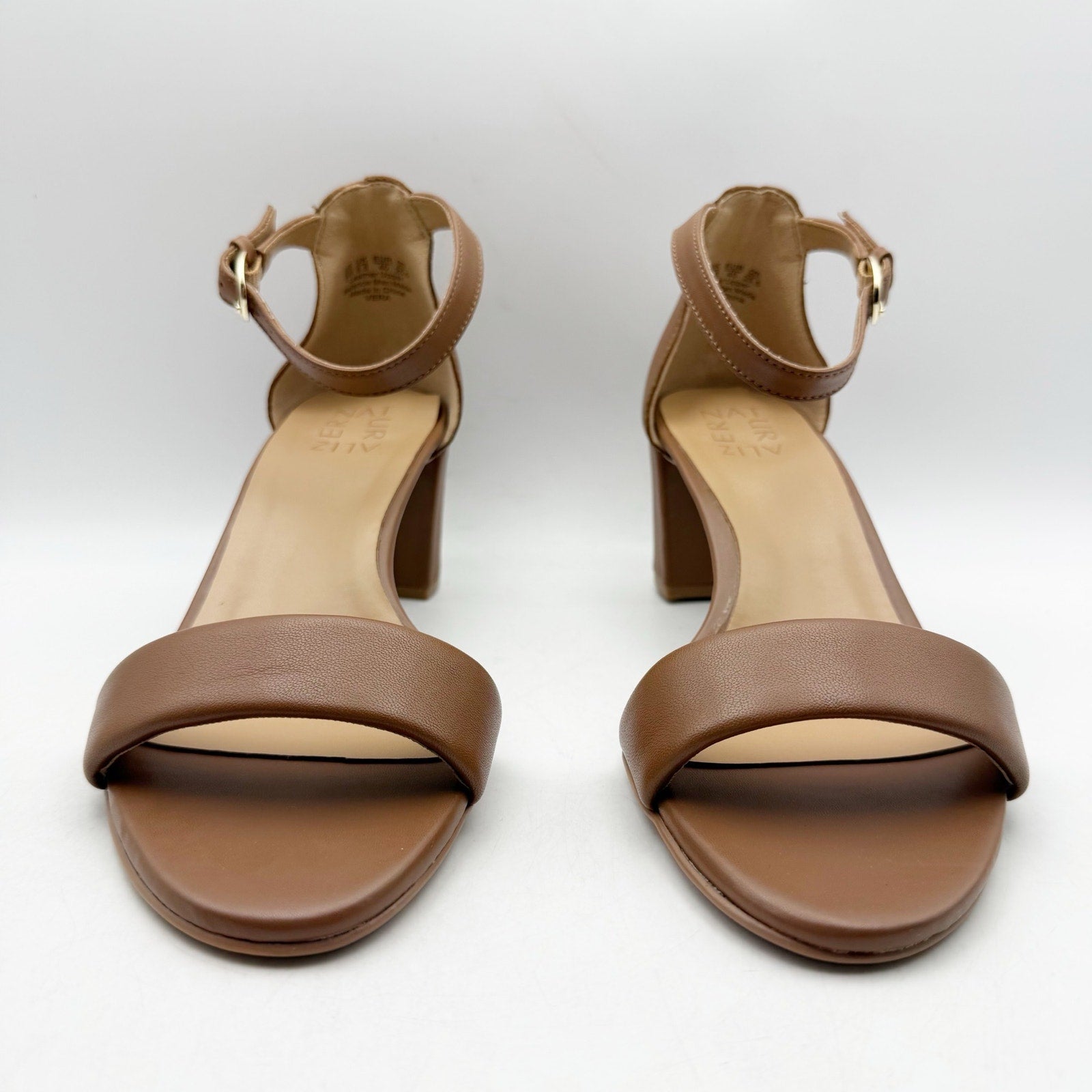 Naturalizer Womens Vera Sandals US 9 Wide Brown Block Heel Ankle Strap NWOB