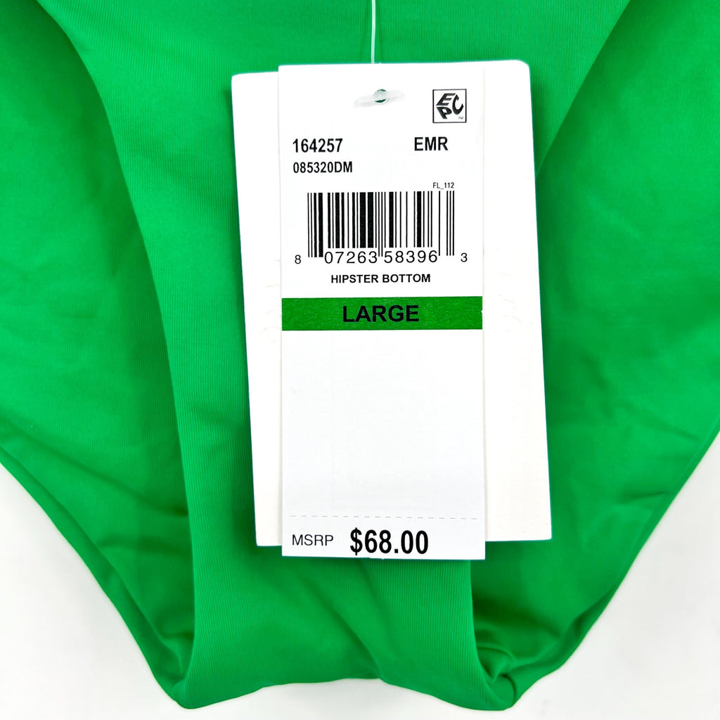 BECCA Women's Ring Hipster Bikini Bottom Large Evergreen Marble Canyon NWT