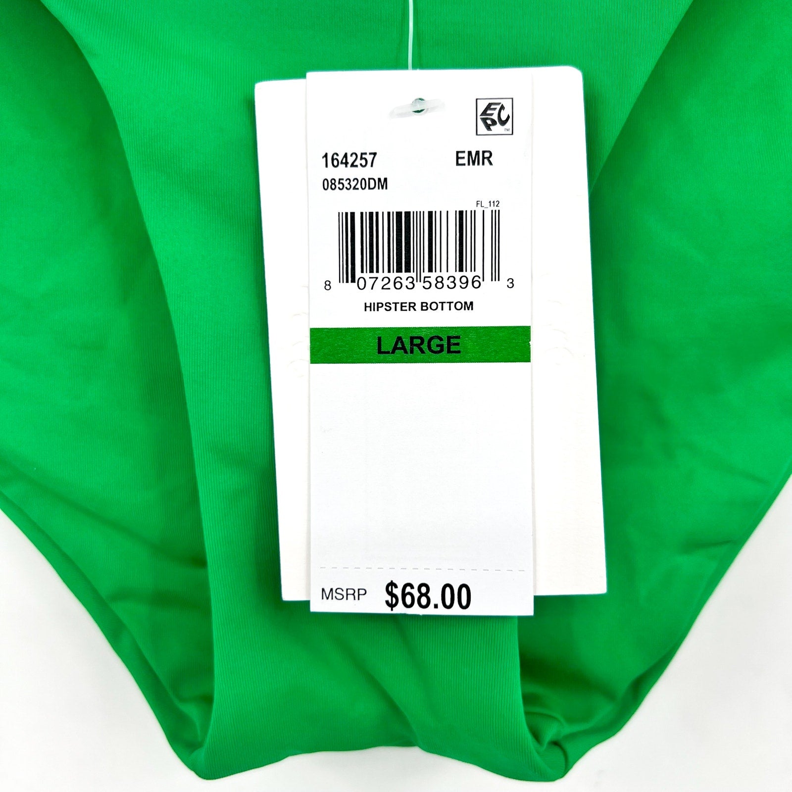 BECCA Women's Ring Hipster Bikini Bottom Large Evergreen Marble Canyon NWT