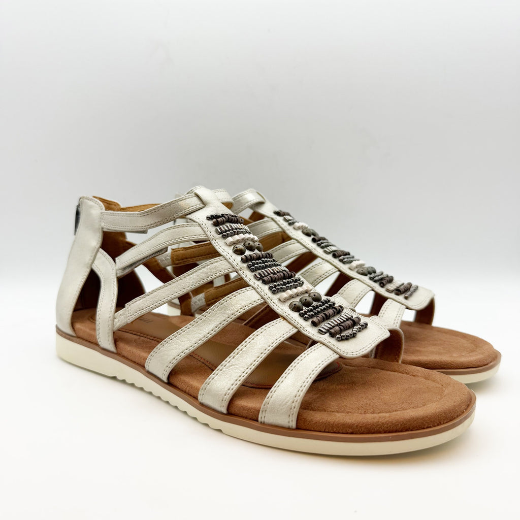 Cobb Hill Womens Zion Gladiator Sandal US 10 Taupe Metallic Beaded NWOB