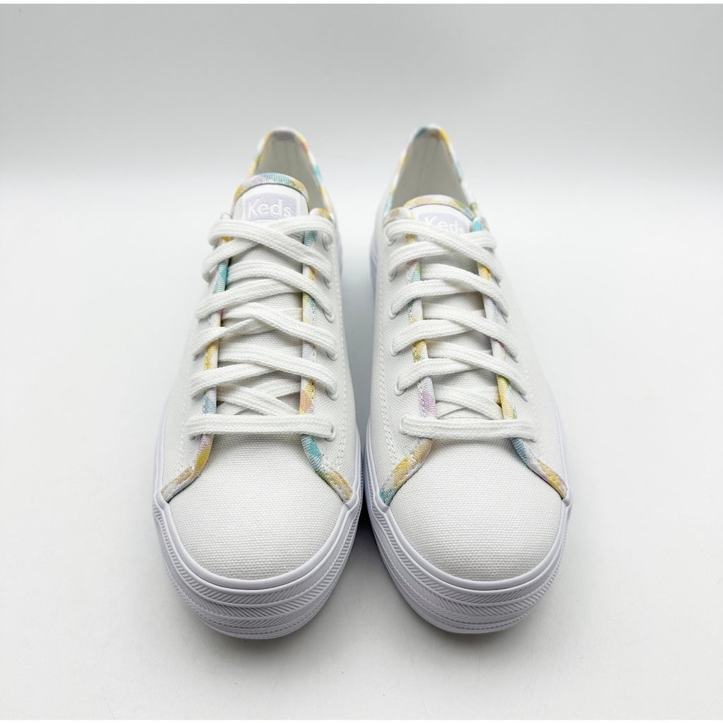 Keds Womens Triple Kick Canvas Sneaker Size 7 White Multicolor Metallic NIB