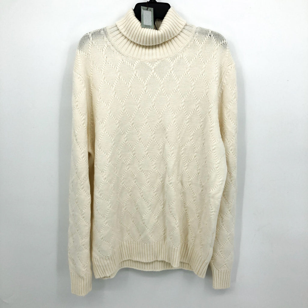 CANALI Men's Turtleneck Sweater US 44 IT 54 XXL Cream Merino Wool NWT