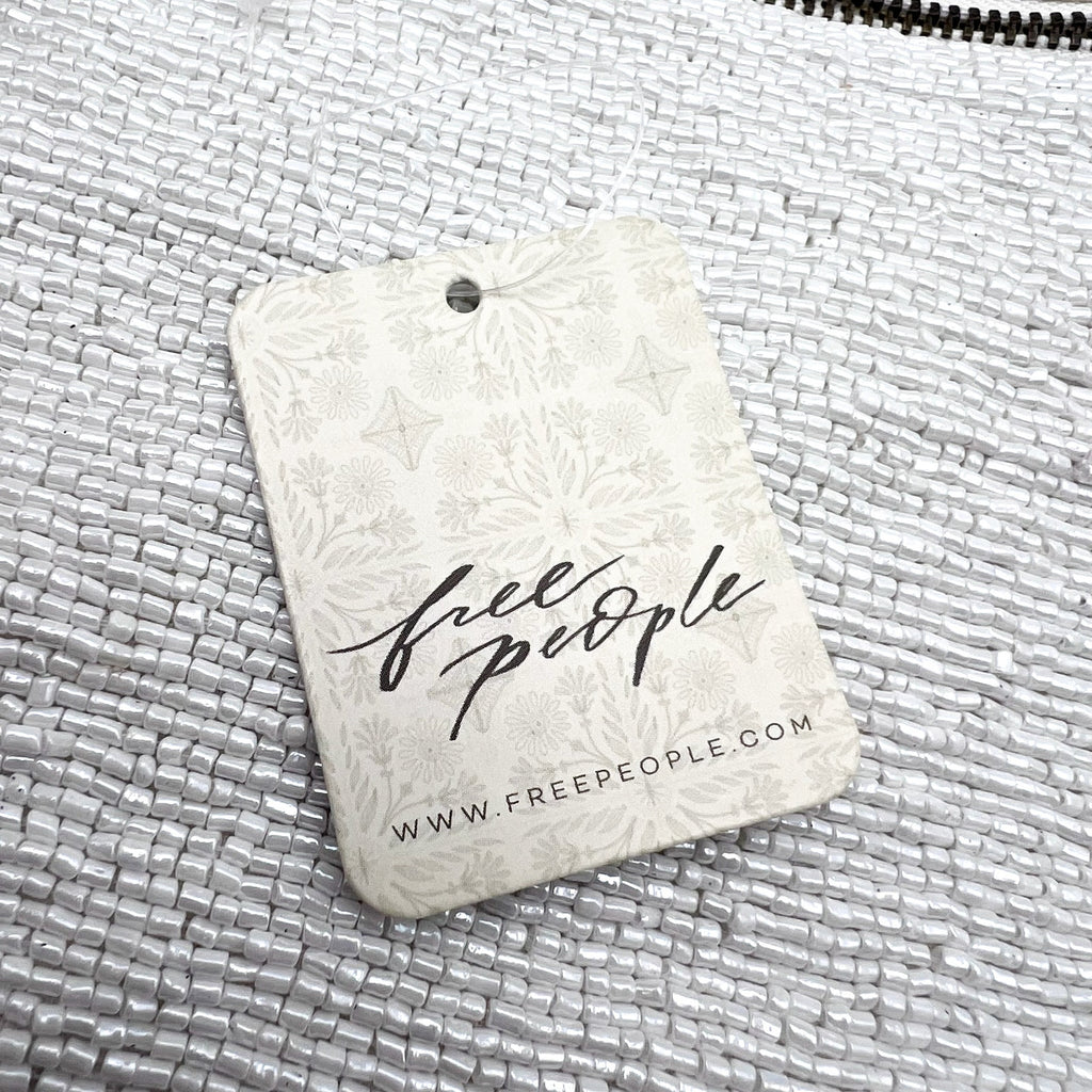 FREE PEOPLE Plus One Embellished Crossbody Bag Small White Boho Purse NWT