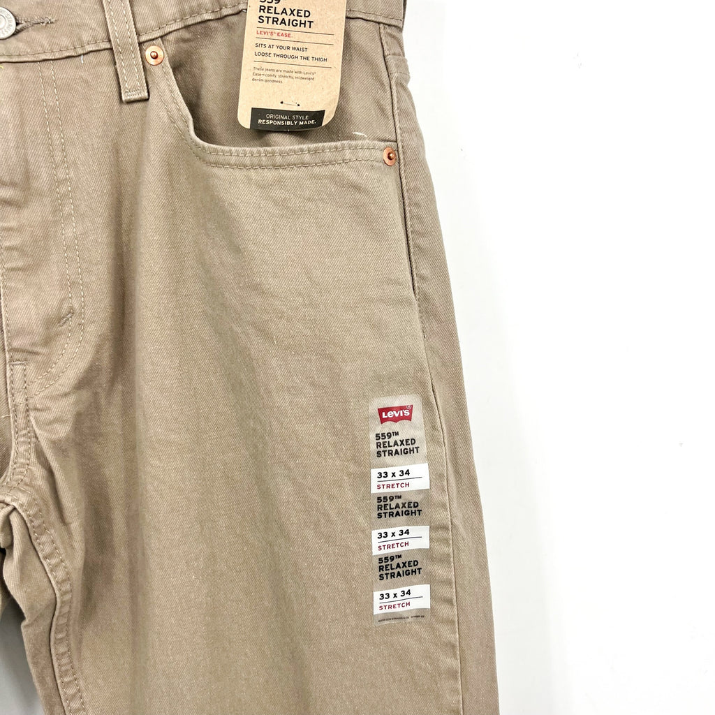 Levi's Mens 559 Relaxed Fit Straight Jeans 33x34 Taupe Brown 00559-0625 NWT