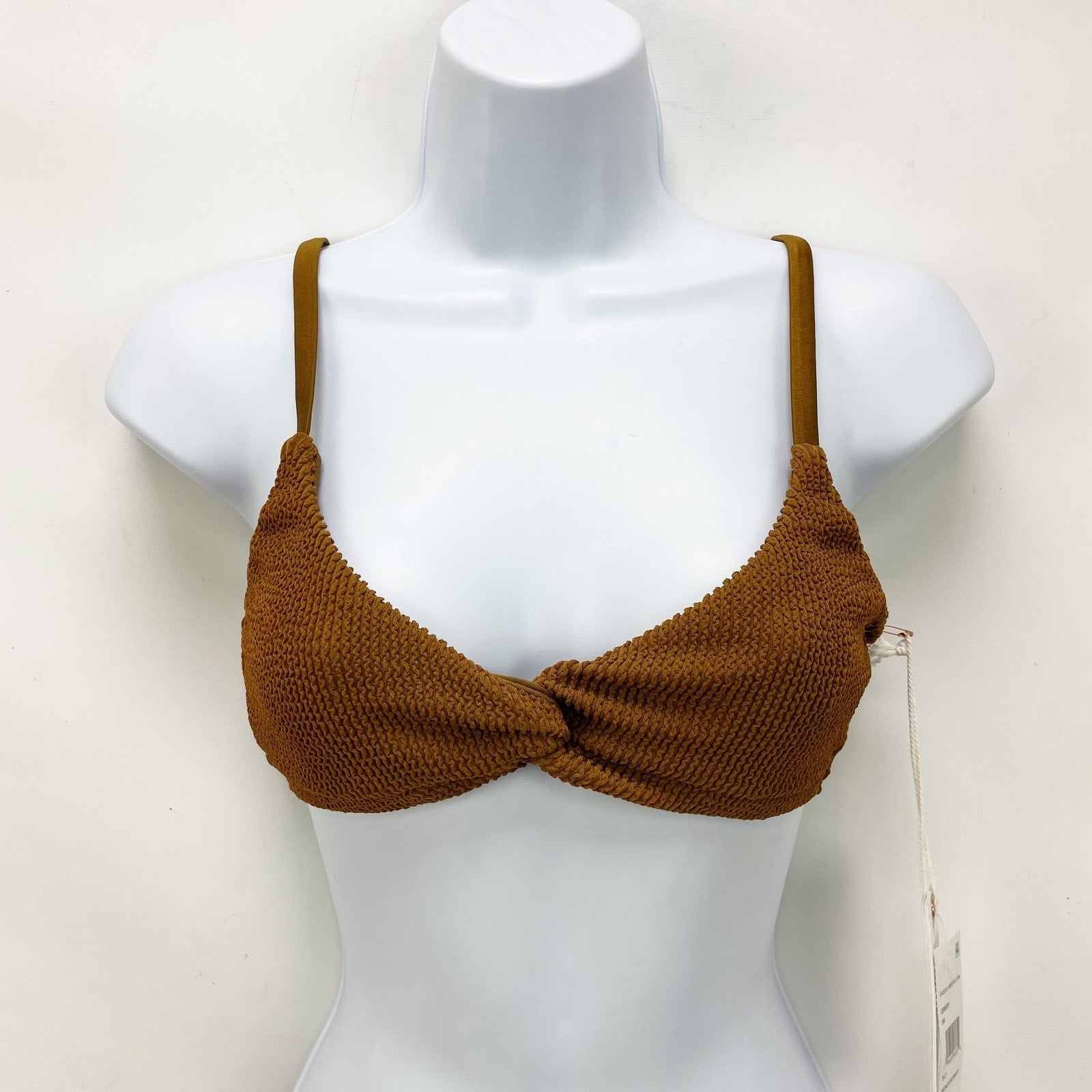 Good American Always Fits Twisted Bikini Top Size 2 MEDIUM Swim Bronze Brown NWT