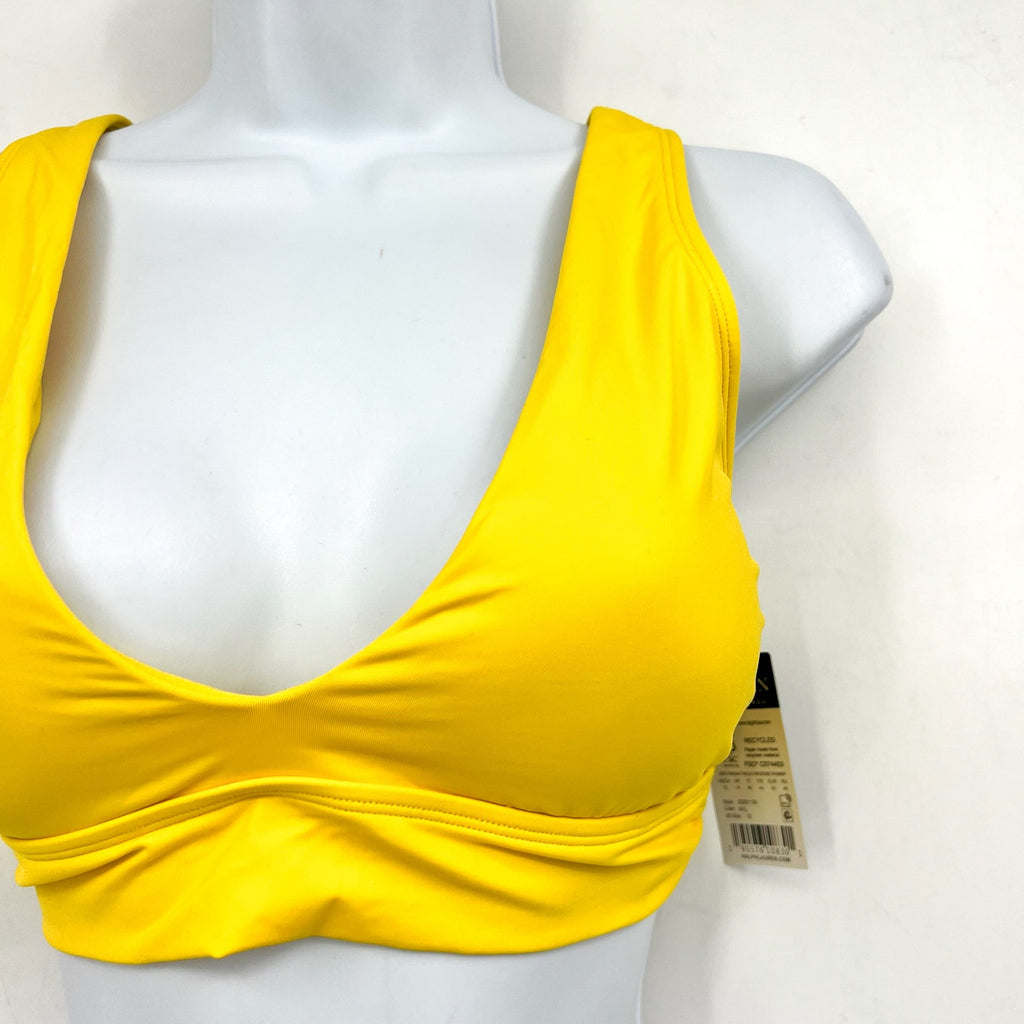 LAUREN RALPH LAUREN Twist X Back Bikini Top SIZE 12 Bright Yellow Beach Club NWT
